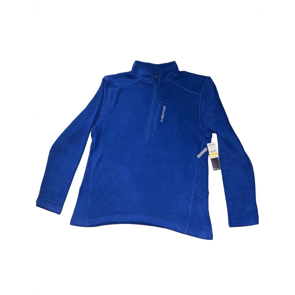 HEAD Mens Royal Blue Fleece Quarter-Zip Pullover Full Zip Large NWT